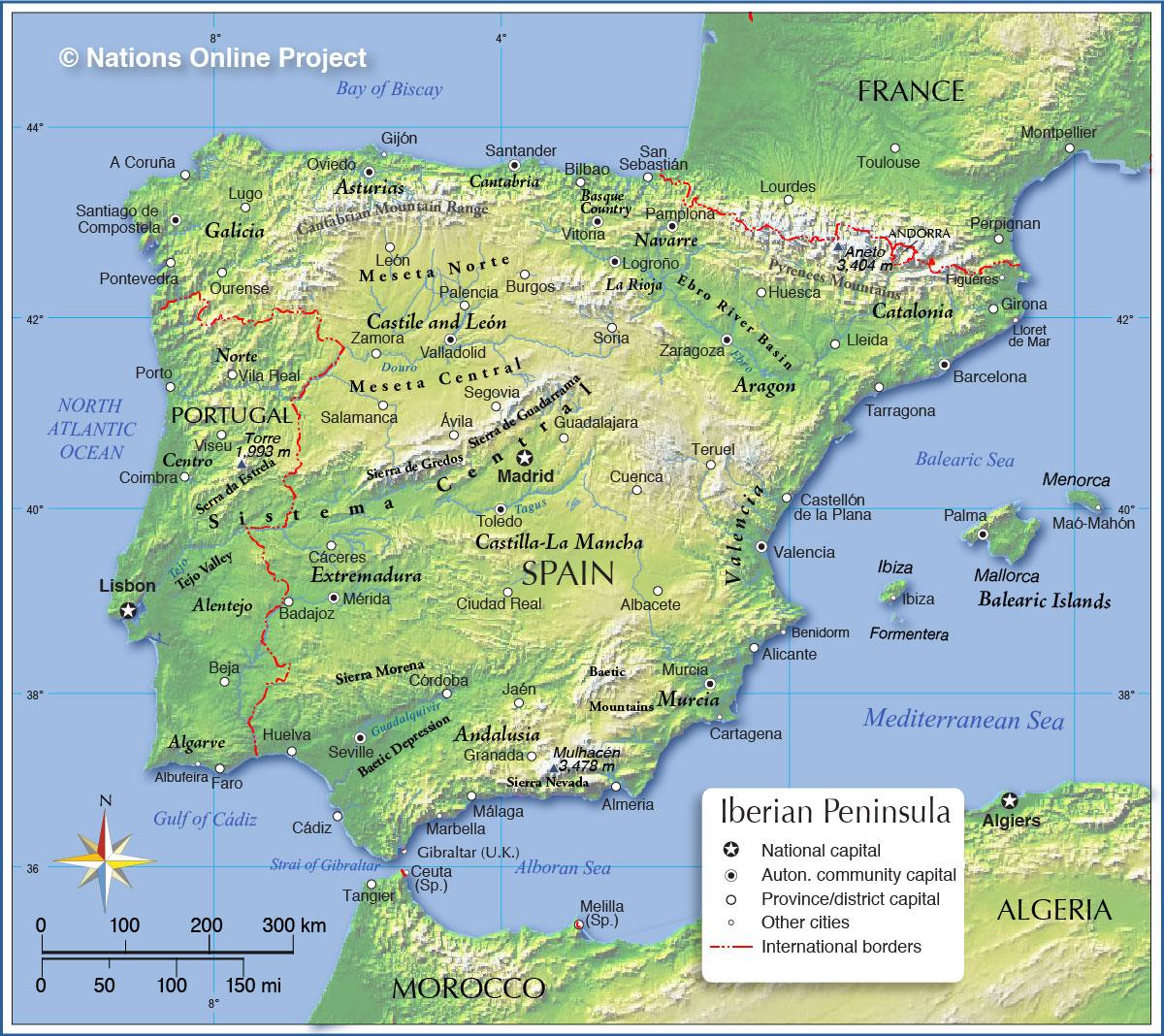 Espa A Mapa Topogr Fico Mapa De Espa A Topogr Fico Sur De Europa   España Mapa Topográfico 